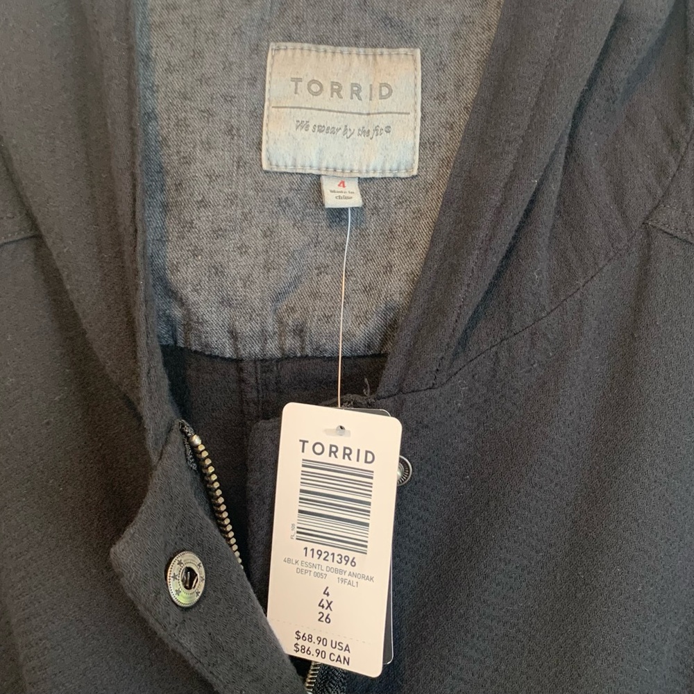 Torrid Anorak Hooded BLACK Chore Utility Jacket 4X - Picture 9 of 11